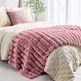 thumbnail image 5 of Better Homes & Gardens Exaggerated Channel Faux Fur Oversized Couch Throw Blanket, Violet Gem, 50 x 72 in, 5 of 8
