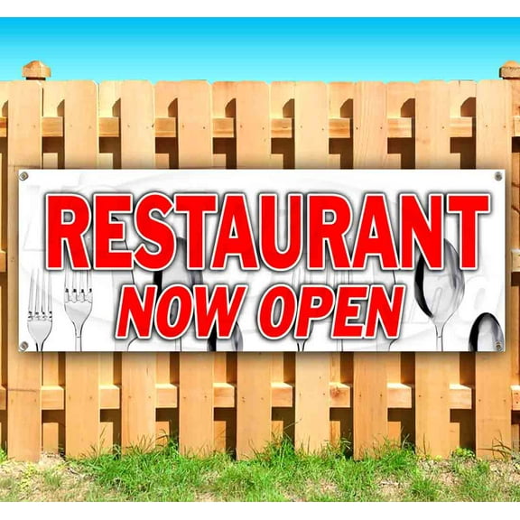 Restaurant Now Open 13 oz Vinyl Banner With Metal Grommets