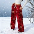 thumbnail image 2 of Enjoytime Christmas Womens Pants Casual Printed Elastic Waist Trousers Fashion Flannel Loose Comfy Pants with Pockets Multicolor L, 2 of 7