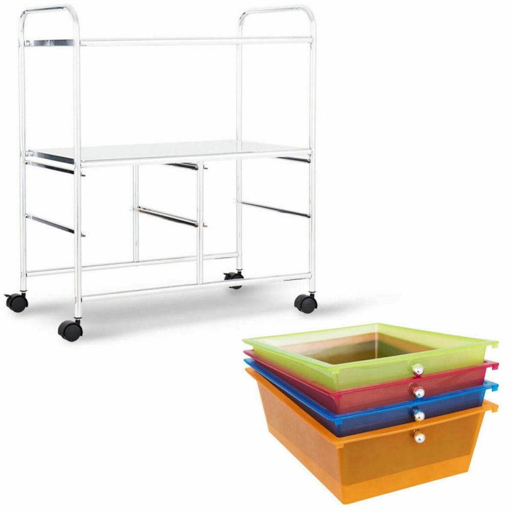Demi Bonn 4 Drawers Shelves Rolling Storage Cart Rack with 4 Universal Casters, Transparent Multicolor