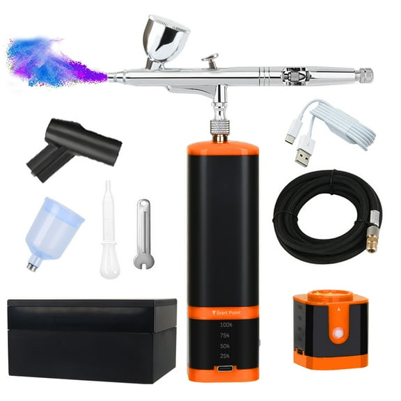 Multi-Purpose Portable Dual-Action Airbrush with Replaceable Battery - Cordless Compressor Kit for Art Painting, Cake Topping