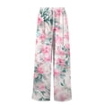 thumbnail image 5 of TRUBKH boho pants for women High Waist Wide Leg Pants Floral Solid Long Palazzo Pants Casual High Waist Pant 2025 Beach Vacation Outfits beach outfits for women travel outfits for women Light Pink L, 5 of 7