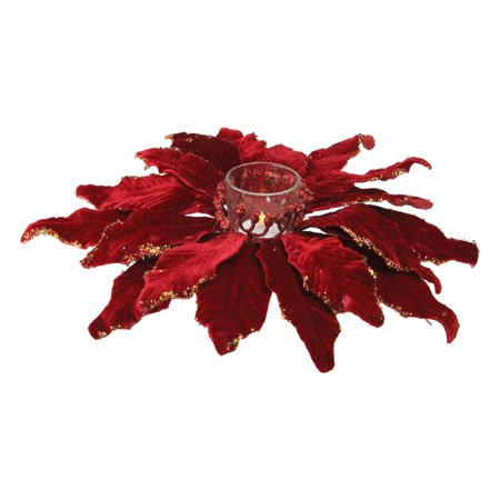 Raz 11" Glittered Poinsettia Christmas Votive Candle ...