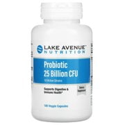 Lake Avenue Nutrition Probiotics, 10 Active Strains, 25 Billion CFU, 180 Veggie Capsules