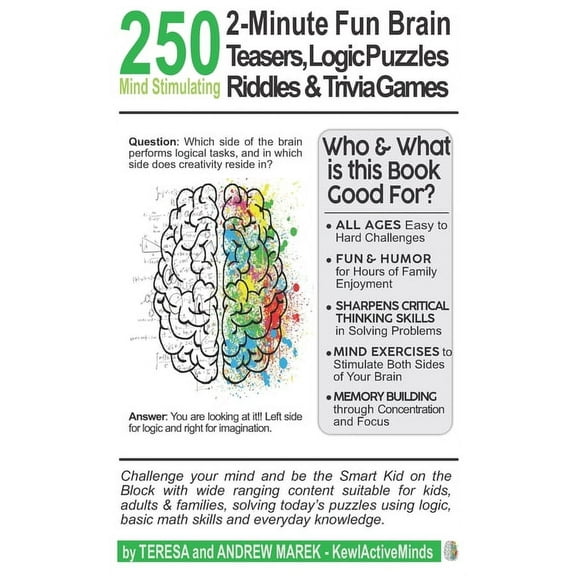 2-Minute Fun 250 2-Minute Fun Brain Teasers, Logic Puzzles, Riddles & Trivia Games: Activity Book for Adults, Kids & Teens wi, Book 1, (Paperback)