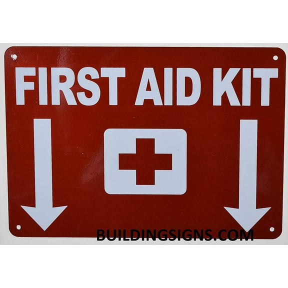 First Aid Kit Sign with Down Arrow Sign(red,Reflective, Aluminum 7X10)(ref-2022-4)