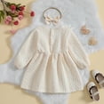 thumbnail image 5 of Douhoow Toddler Girl Winter Dress Long Sleeve Solid Ruffles Long Sleeve A-Line Dress 0-4Y, 5 of 9