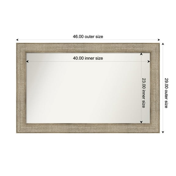 Amanti Art Custom Wall and Bathroom Mirror (29 x 46 in.), Trellis Silver Frame