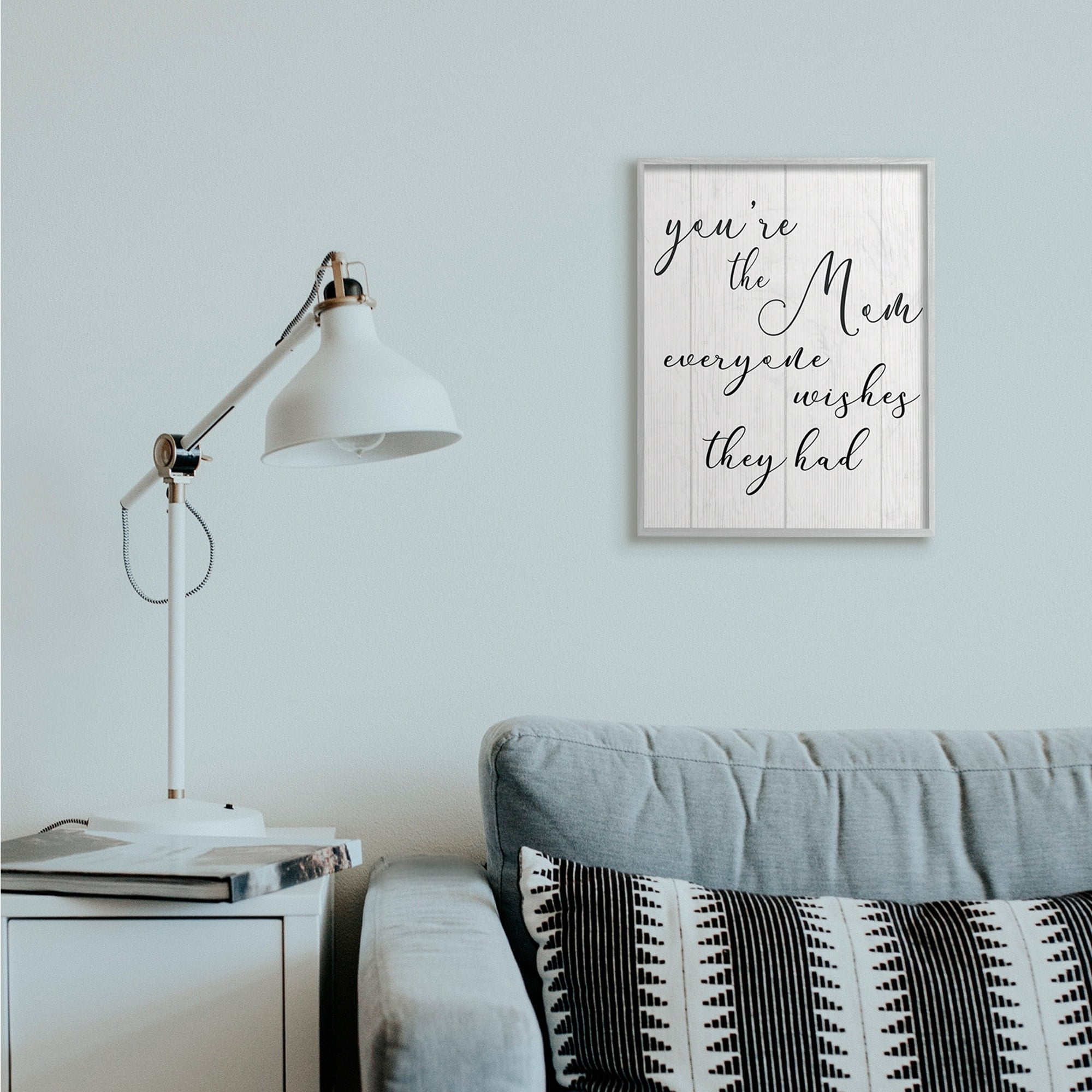 Stupell Industries You're the Mom Phrase Motivational Family Appreciation Grey Framed, 16 x 20, Design by Daphne Polselli