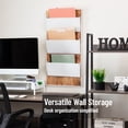 thumbnail image 2 of Mind Reader 3-Tier Wall-Mounted File Organizer, Wood and Metal Vertical Rack for Mail, Magazines, and Documents, Metal, Wood, White, 2 of 7