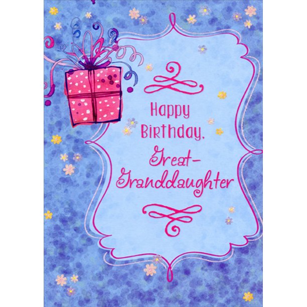 Happy Birthday Great Granddaughter Verses Designer Greetings Pink Present On Blue Background Birthday Card For Great- Granddaughter - Walmart.com