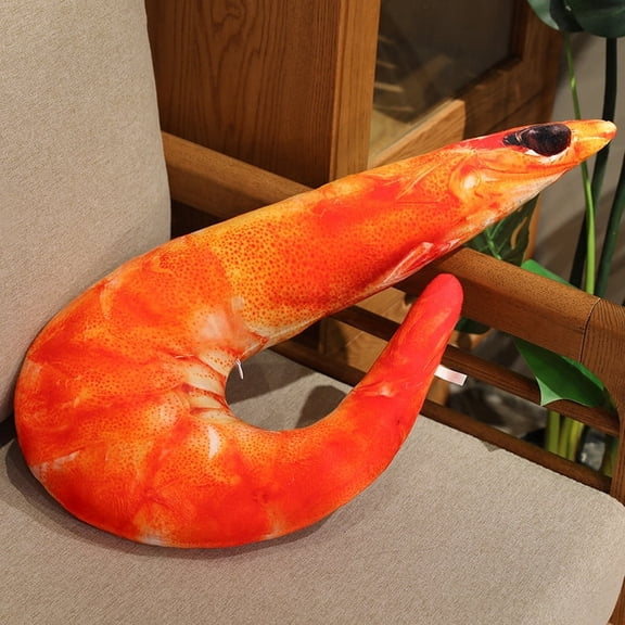 Cooked Shrimp Shaped Pillow Throw Pillow Cushion Plush,Shrimp Toy Throw Pillow Cushion for Home Office Travel,23.6in