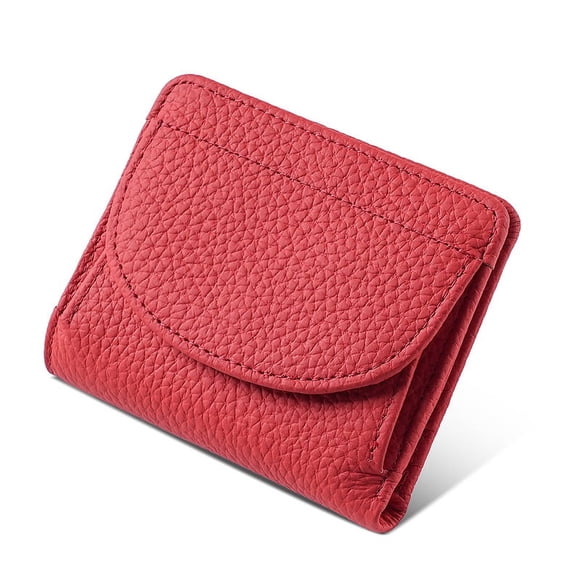 Cartera de cuero genuino para mujer, con cepillo antirrobo, funda de seguridad para dinero, funda de bolso de moda, monedero con hebilla para cambio