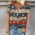 thumbnail image 2 of Mujeres Pantalones Cortos Día de la Independencia Impreso Cuello en V Manga Corta, Casual, 2 of 4