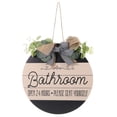 thumbnail image 1 of Decoración de pared para baño, estilo rústico, letrero para puerta de baño, estilo granja, divertida corona colgante, placa de madera, letrero abierto las 24 horas, 1 of 7