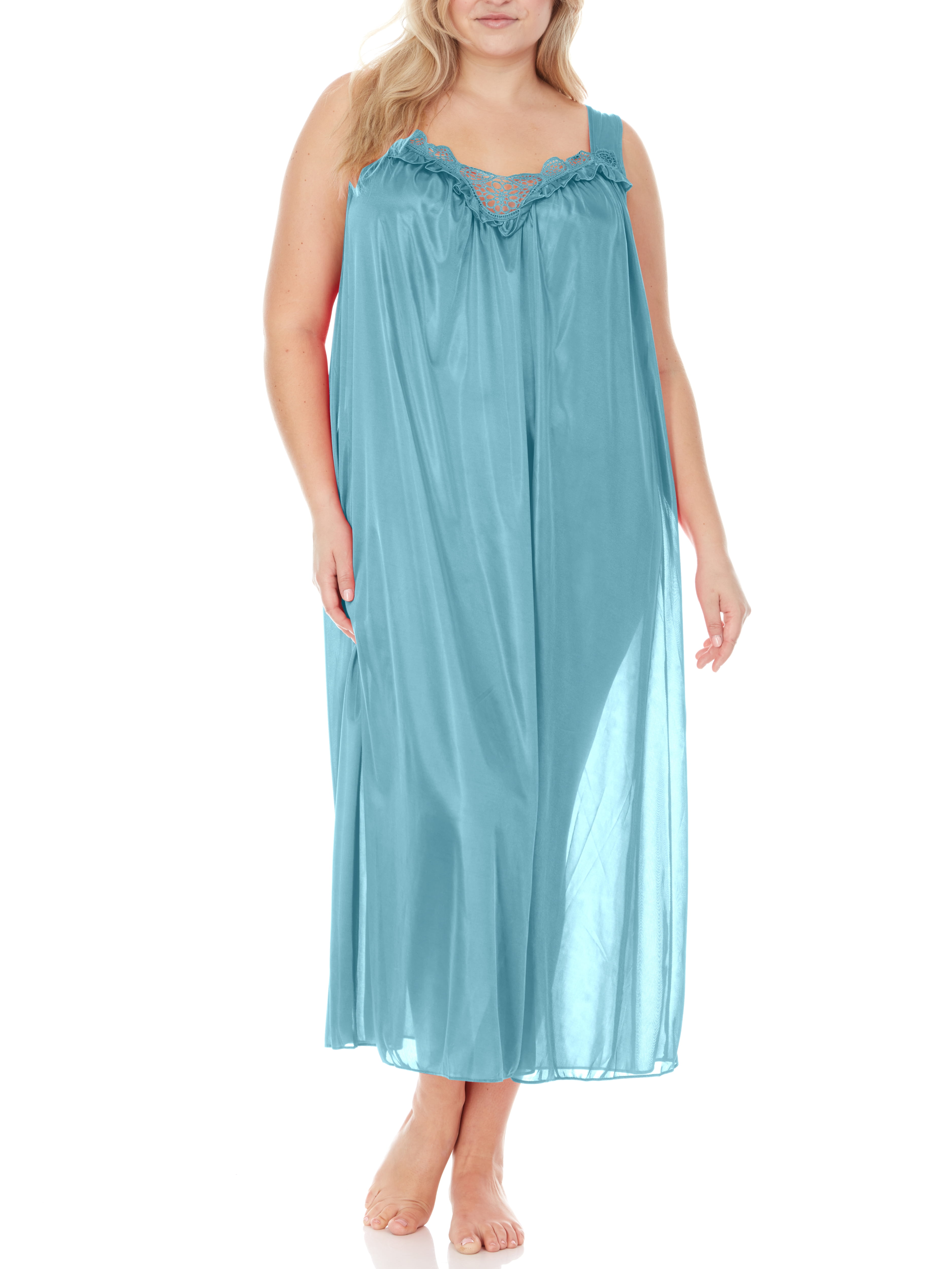 Ezi Nightgowns for Women - Soft & Breathable Satin Night Gowns for Adult Women - Medium to Plus ...