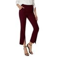 thumbnail image 3 of Lucakuins - Pantalones largos casuales para mujer, cintura alta, color sólido, pierna acampanada, pantalones divididos con bolsillos Lucakuins moda, 3 of 7