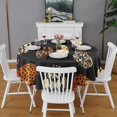 thumbnail image 2 of Halloween Patterned Pumpkins (2) Round Tablecloth 60"x60",Wrinkle Wipeable Table Cloth for Kitchen Dining Room Picnic Patio Party, 2 of 6