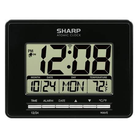 Sharp Atomic Desktop Clock, Atomic Accuracy, Time/Date/Temperature, SPC932