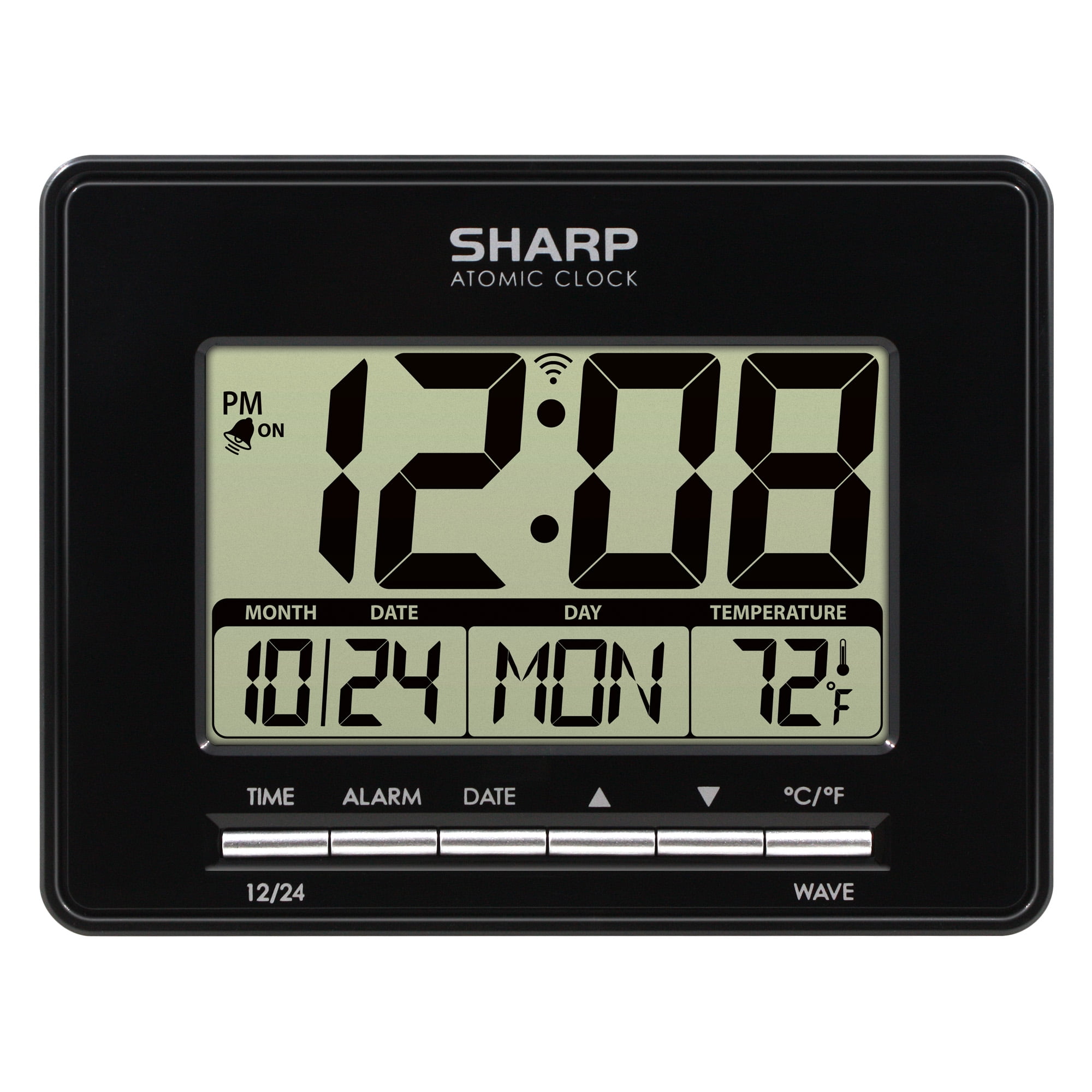 SHARP Digital Atomic Clock, Atomic Accuracy, Date, Temperature, Black Case, LCD Display SHARP Digital Atomic Clock, Atomic Accuracy, Date, Temperature, Black Case, LCD Display - 9 ebf 7 f
