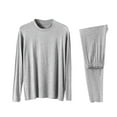 thumbnail image 3 of Bovxnpu Men Pajamas Sets Long Sleeve Pant Sleepwear Cotton Crew Neck Long Sleeve 2-Piece Warm Comfortable Sleepwear, 3 of 7