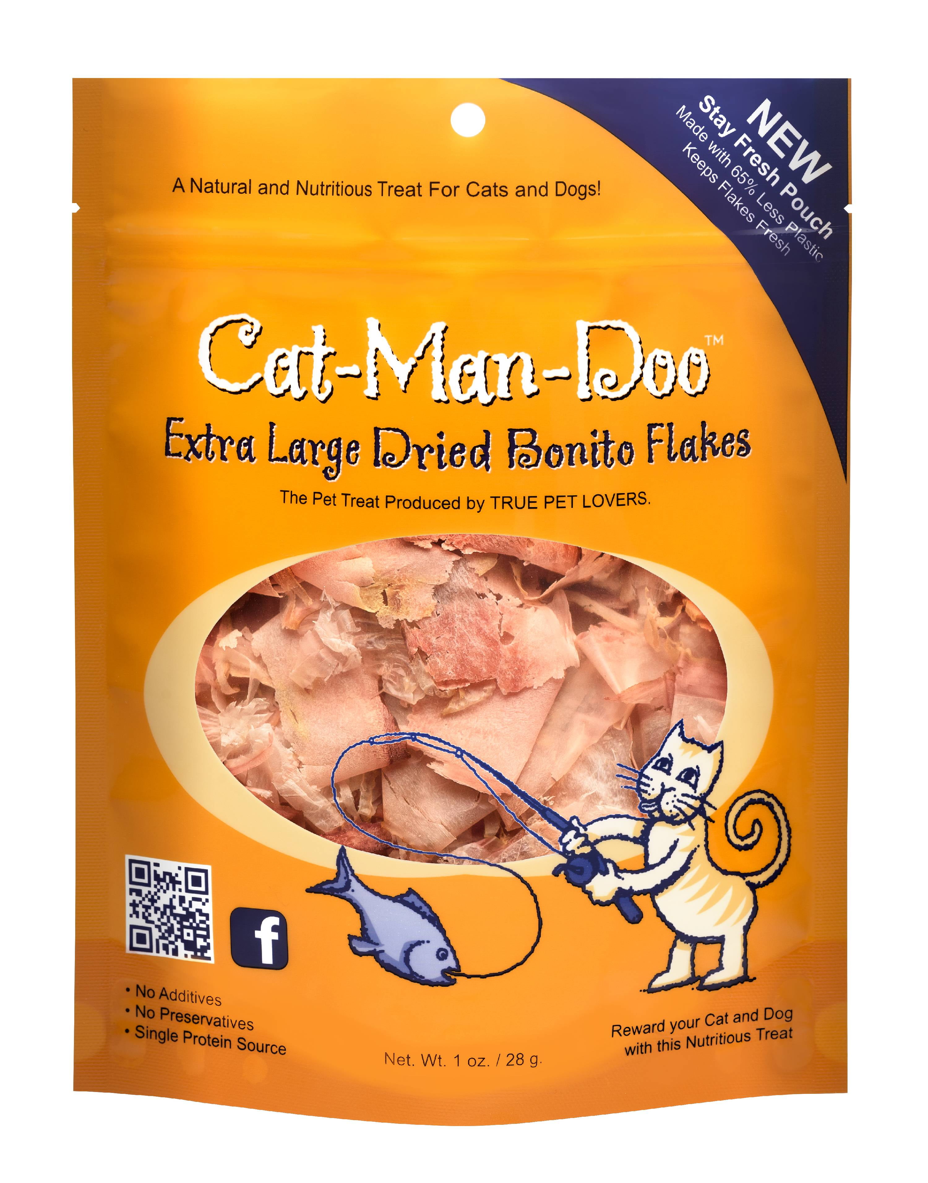 CatManDoo Extra Large Dried Bonito Flakes Cat Treats, 1 oz. bag