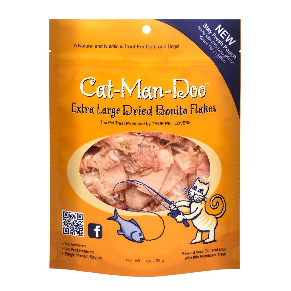 CatManDoo Extra Large Dried Bonito Flakes Cat Treats, 1 oz. bag