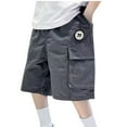 thumbnail image 3 of Jinhomg Boys Lightweight Cargo Shorts Baggy Elastic Waist Cotton Summer Shorts Casual Solid Wide Leg Outdoor Short Pants with Pockets Gray 11 Years, 3 of 7