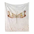 thumbnail image 1 of Dragonfly Soft Flannel Fleece Blanket, Majestic Dragonfly Shape with Colorful Tiny Dot Effects Imaginary Modern Design, Cozy Plush for Indoor and Outdoor Use, 50" x 60", Multicolor, by Ambesonne, 1 of 6