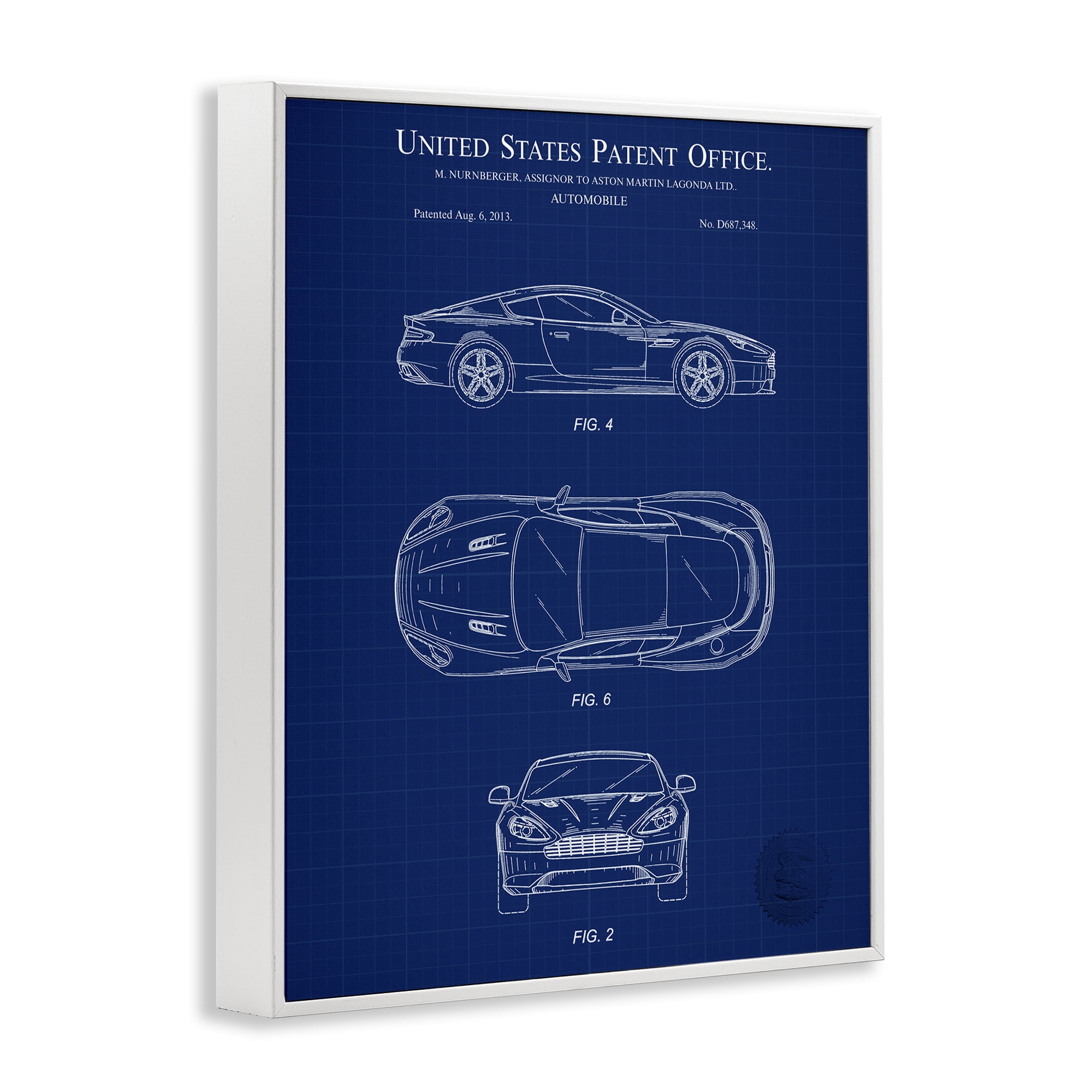 Stupell Industries Automobile Patent Blueprint Transportation Painting White Framed Art Print Wall Art, 24 x 30