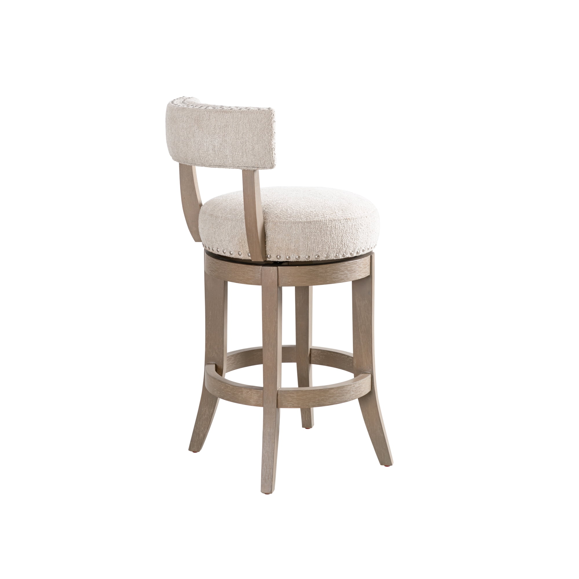 Mystic Solid Wood Upholstered 26" Counter Height Swivel Barstool with Ancient Stone Fabric Seat - Set of 3