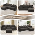 thumbnail image 7 of FamiTOP 110” Chenille 3 Seats Sofa with Movable Ottoman & Adjustable Armrests, Modern Sectional Sofa with Deep Seats, Upholstered L Shape Sofa with Comfortable Backrests for Living Room, Grey, 7 of 7