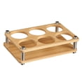 thumbnail image 3 of Dual Row Glass Tray Holder Wooden Cup Rack Drink Cup Storage Holder Serving, 3 of 8