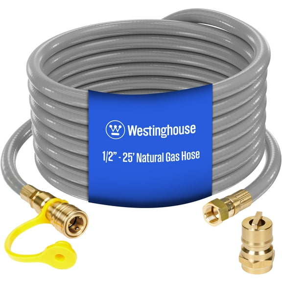 Westinghouse 25-Foot Natural Gas Hose with Adapter, 1/2-Inch Diameter, For Westinghouse Tri Fuel Generators