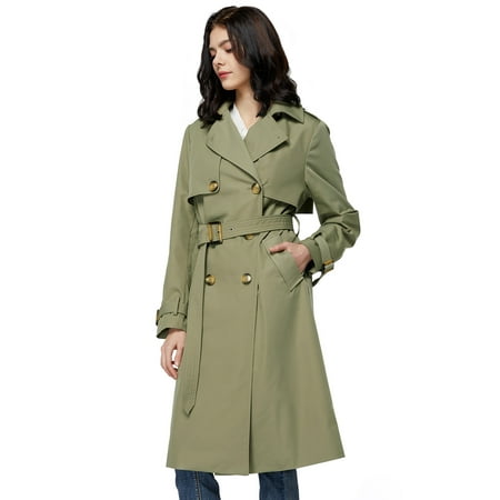 Orolay Women's Trench Coat with Belt Lightweight Double-Breasted Long Length Jacket
