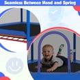 thumbnail image 4 of 60" Mini Trampoline for Kids with Basketball Hoop, Indoor/Outdoor Toddler Trampoline with Safety Enclosure, Segmart Kids Trampoline with Adjustable Gymnastics Bars, Ring, Ocean Balls, 4 of 9