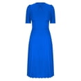 thumbnail image 4 of Summer Dresses for Women 2025 Plus Size Csual Pleated Short Sleeve Crew Neck Short Dress with Zipper Sundresses for Women Beach Fashion, 4 of 5
