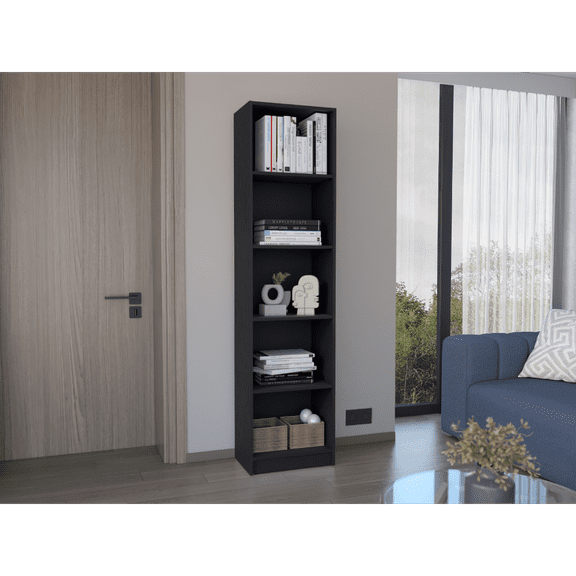 CoSoTower Bookcase with 5-Tier Shelves and Slim Design -Black -Office