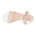 thumbnail image 4 of GC Shoes Womens Flat Fashion Sandals, Dressy Rhinestone Summer Flats, PU Leather Ankle Strap Dress Slides, Sanga/White/9.5, 4 of 5
