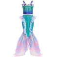 thumbnail image 4 of Conjunto De Sirena Para Niñas, Top De Camisola Y Falda De Cola De Pez, Decoración De Tul Con Estampado De Escamas De Pescado, Disfraz De Cosplay Para Fiesta En La Playa, Ropa Para Niños, 4 of 4