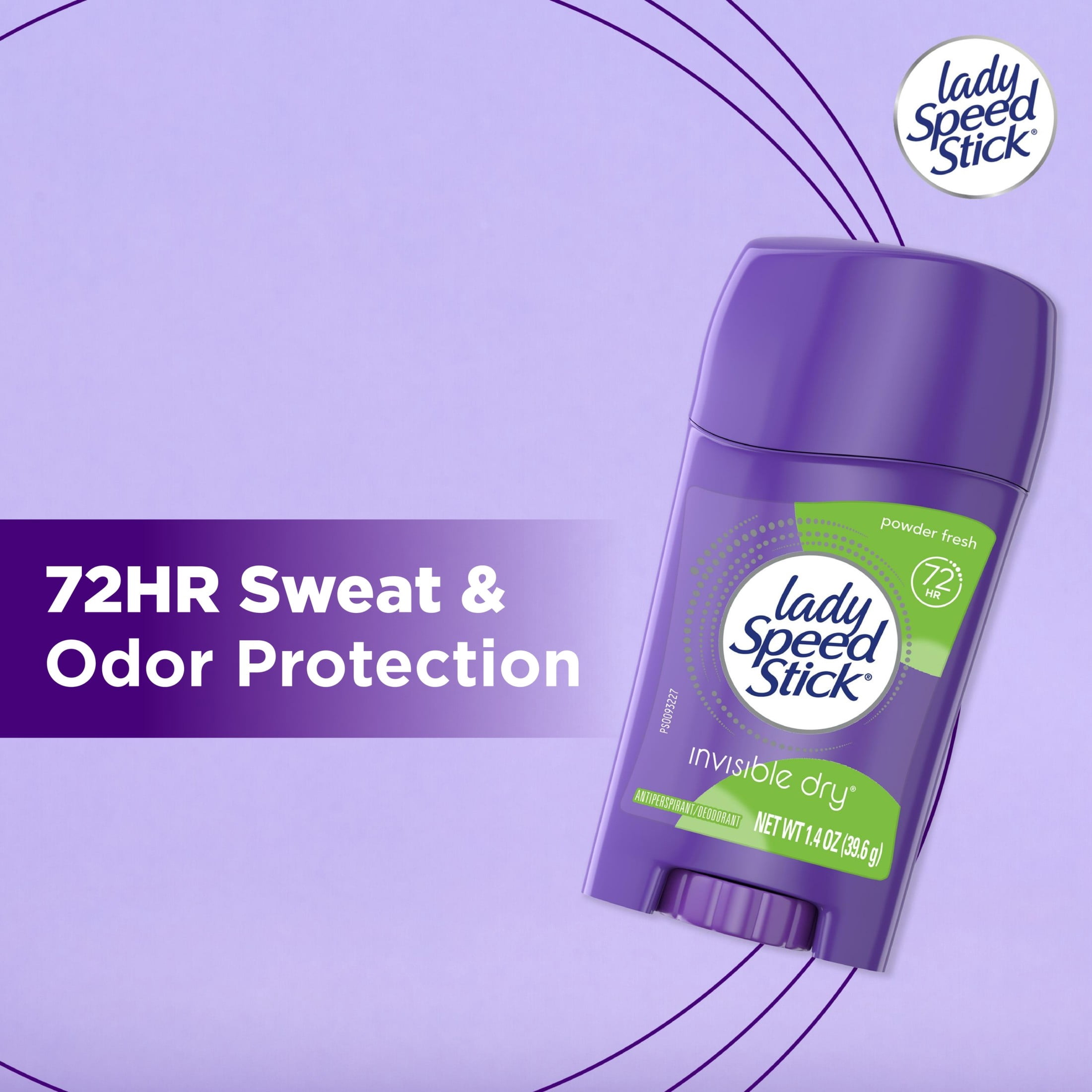 Lady Speed Stick Antiperspirant Deodorant for Women, Powder Fresh Scent, 1.4 oz Stick