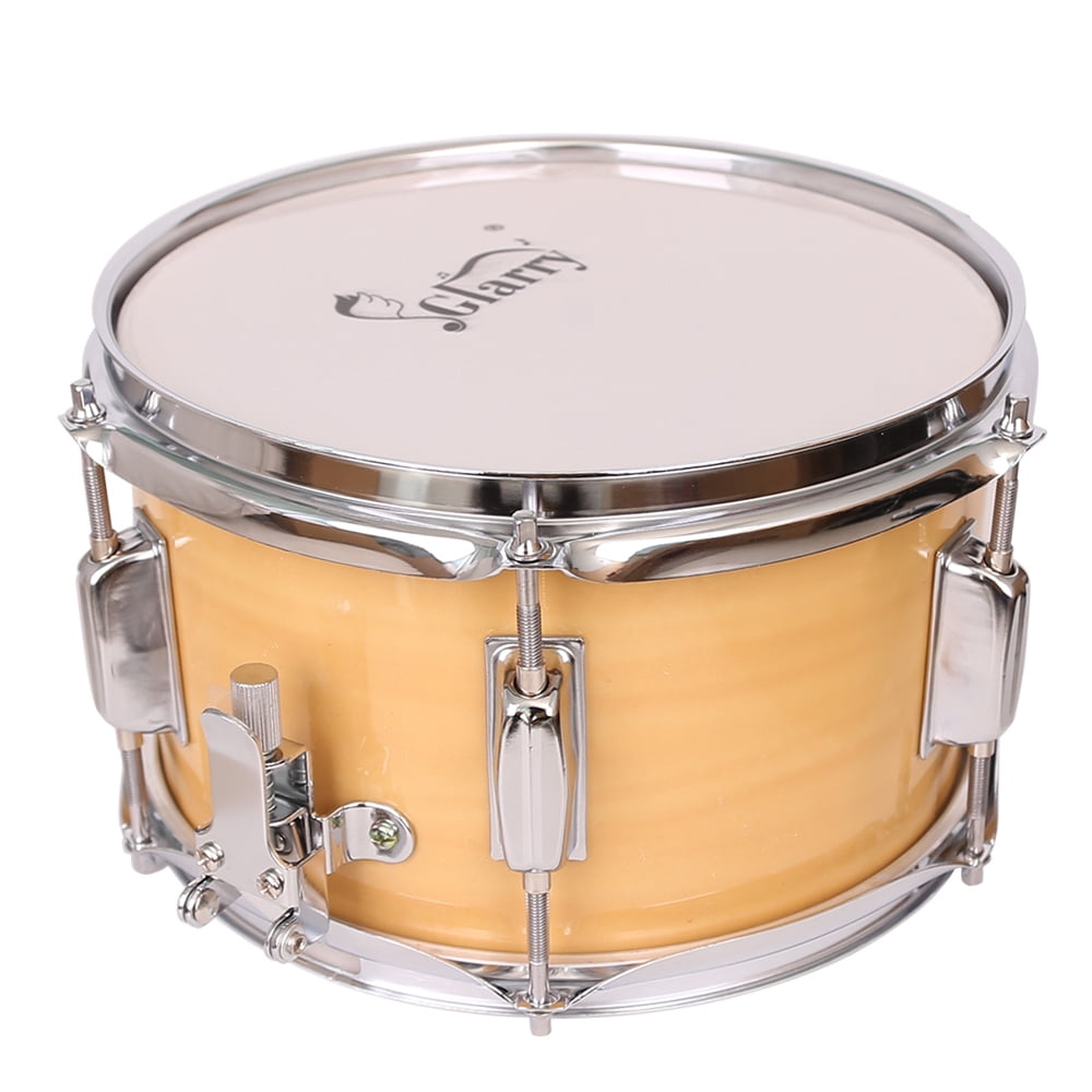 Snare Drum 10" x 6" Kid Drums Acoustic Single Drum 6 Lugs with Drumsticks Drum Key Strap, Wood
