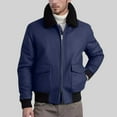 thumbnail image 2 of Men's Shearling Bomber Jacket with Faux Fur Collar, Zip Up Long Sleeve Thicken Warm Cargo Jackets with Pockets, 2 of 5