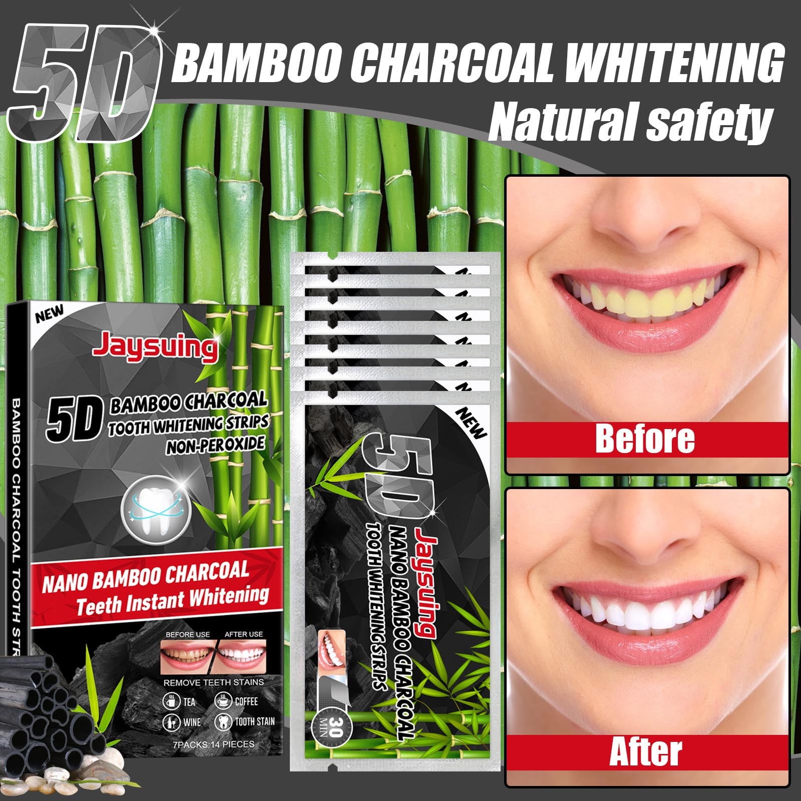 BINGTAOHU Teeth Whitening Strips Sensitive Teeth Whitening Strips