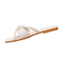 thumbnail image 2 of Summer Shoes for Women,Cute Sandals for Women,Walking Sandals Women,Women's Sandals,Flat Sandals for Women,Women's Braided Slide Sandals Open Toe Slip On Flat Sandals Casual Summer Sandals,White,6.5, 2 of 9