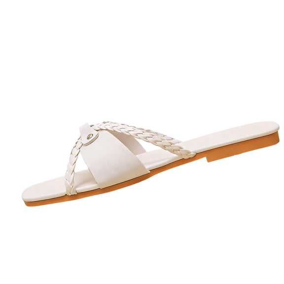 HAJWOH Orthopedic Sandals for Women Non Slip Slip on Arch Support Summer Flat Sandals Breathable Hiking Shoes 2026 Vacation Beach Foam Shoes White 39