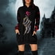 thumbnail image 2 of Primavera informal para mujer y otoño con bolsillo Estampado de Halloween Manga larga Vestido suelto con capucha para mujer Pompotops hdfakjf3646, 2 of 5