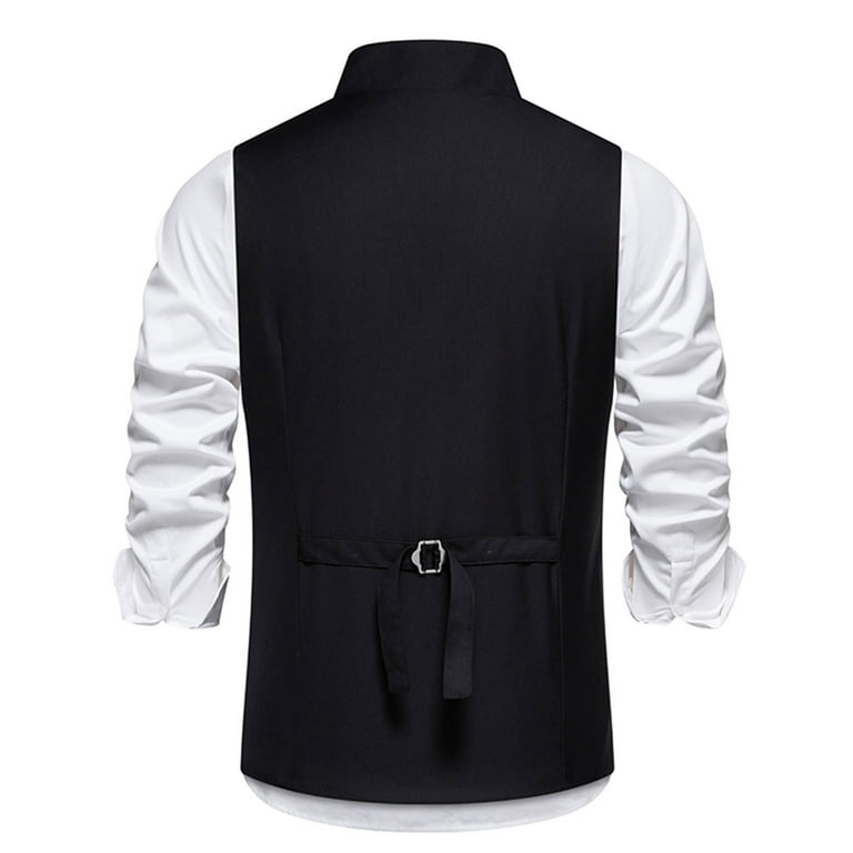 YLSDY Men's Suit Vest Solid Color Asymmetric Mock Neck Pocket Vest for  Performance Wedding Party Party Dress Vest Sleeveless Blazer Tuxedo Vest  Black S - Walmart.com