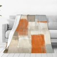 Orange Grey abstract art painting throw blanket soft cozy plush warm