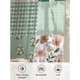 thumbnail image 6 of Sheer Curtains 45 Inch Length 2 Panels Set for Kitchen, Boho Spring Floral Semi Sheer Curtains for Windows, Retro Flowers Plants Patchwork Grid Green Voile Window Treatments Rod Pocket Curtain, 6 of 7